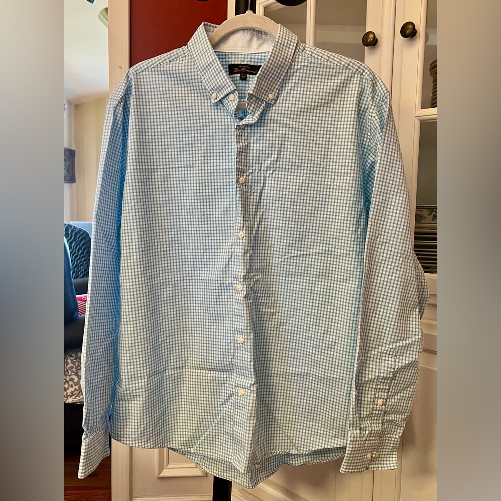 Ben Sherman Light Blue Checkered Button Down Shirt
